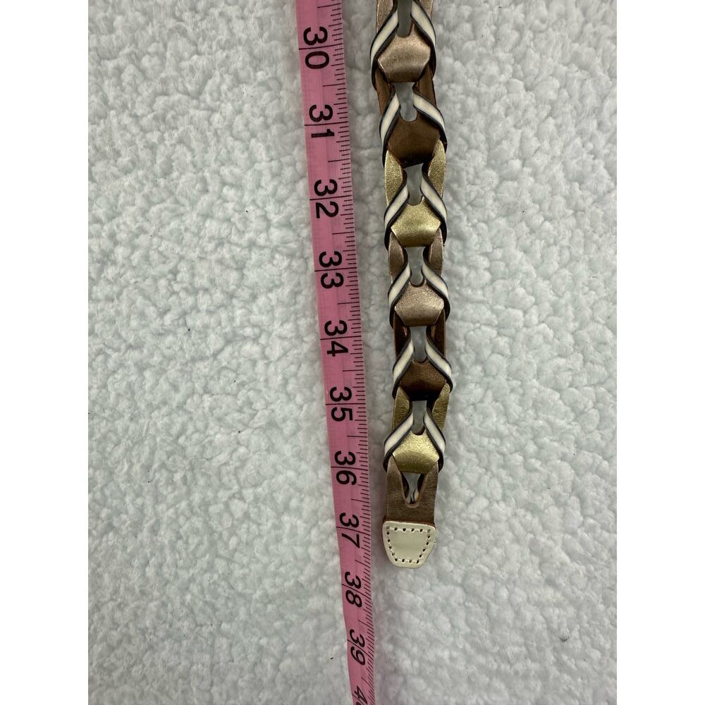 Fossil, Open Lace Weave Multi Metallic Leather Be… - image 4